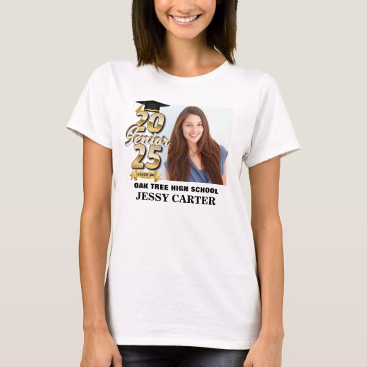 Abschluss-Klasse 2025 Senior Graduate Foto T-Shirt (Vorderseite)