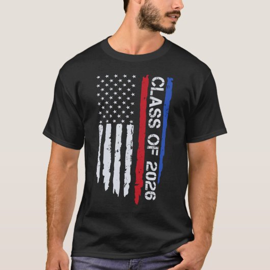 Abschluss-Klasse 2026 Senior American Flag T-Shirt (Vorderseite)