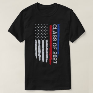 Abschluss-Klasse 2027 Senior American Flag T-Shirt