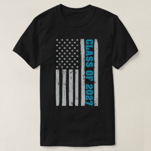Abschluss-Klasse 2027 Senior American Flag T-Shirt