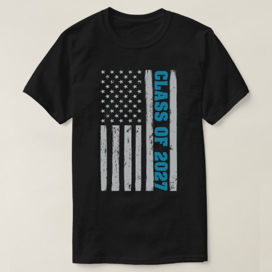 Abschluss-Klasse 2027 Senior American Flag T-Shirt (Design vorne)