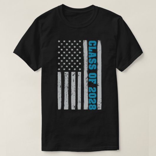 Abschluss-Klasse 2028 Senior American Flag T-Shirt (Design vorne)