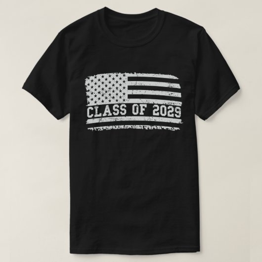 Abschluss-Klasse 2029 Senior American Flag T-Shirt (Design vorne)
