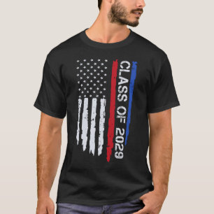 Abschluss-Klasse 2029 Senior American Flag T-Shirt