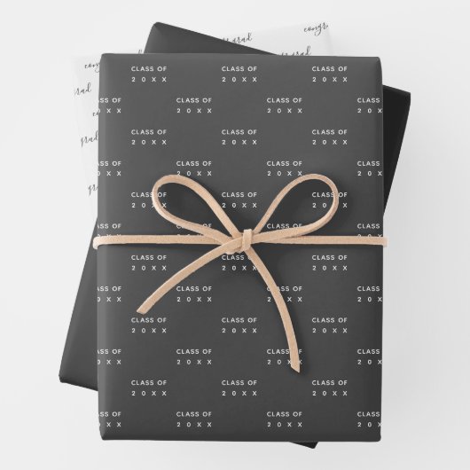 Abschluss-Klasse 20XX Moderne Schwarz-Weiß-Technik Geschenkpapier Set (Beispiel)