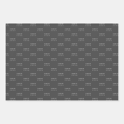 Abschluss-Klasse 20XX Moderne Schwarz-Weiß-Technik Geschenkpapier Set (Vorderseite)