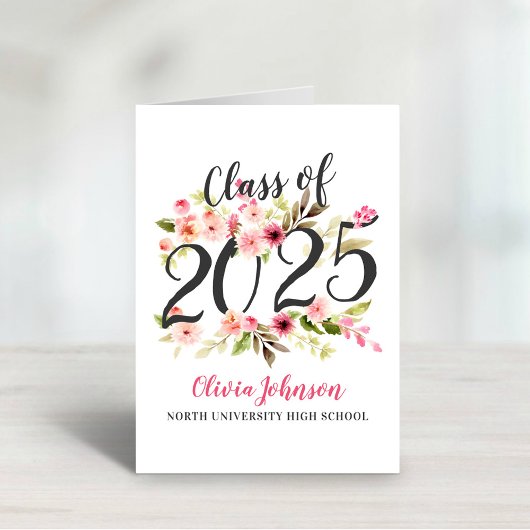 Abschluss-Klasse der Blume 2025 Wasserfarbe Dankeskarte