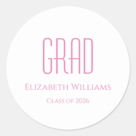 Abschluss-Klasse der einfachen rosa Typografie 202 Runder Aufkleber