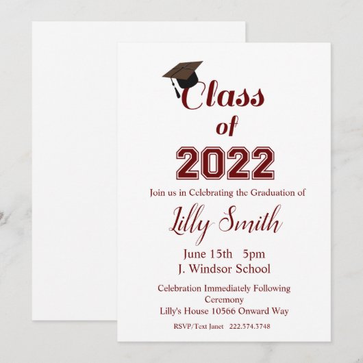 Abschluss, Klasse der Einladung 2022 (Vorne/Hinten)