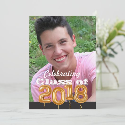 Abschluss-Klasse der Foto-Mitteilungs-Einladung Einladung (Stehend Vorderseite)