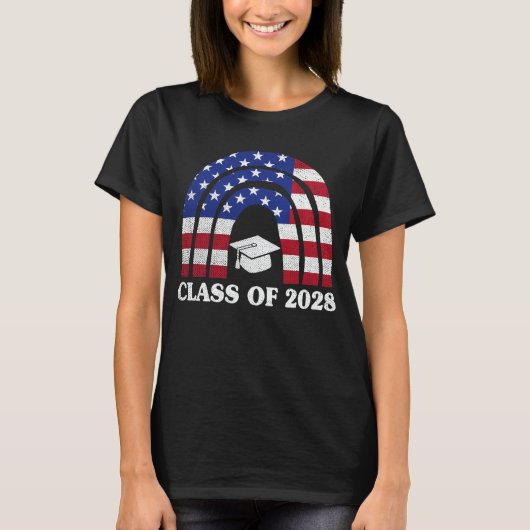 Abschluss-Klasse der "Rainbow American Flag" 2028 T-Shirt (Vorderseite)