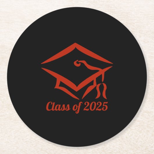 Abschluss-Klasse des BLKBRD-Jahres 2025 Runder Pappuntersetzer (Vorderseite)