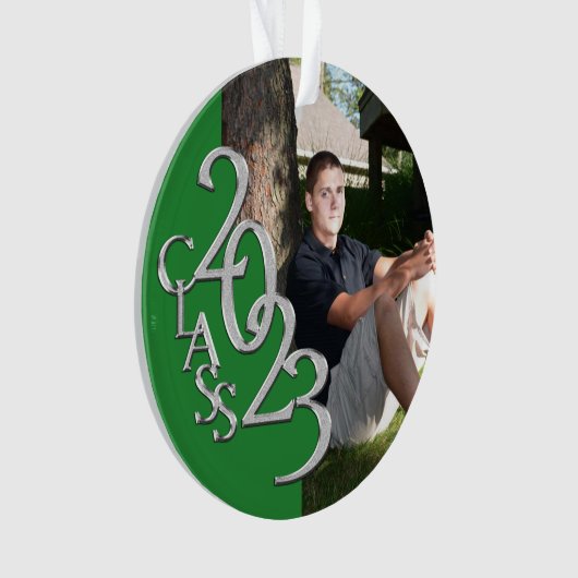 Abschluss-Klasse des grünen und silbernen Fotos 20 Ornament (Vorderseite)