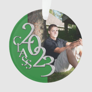 Abschluss-Klasse des grünen und silbernen Fotos 20 Ornament