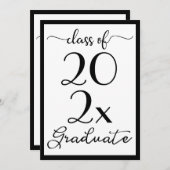 Abschluss-Klasse für Ihr Jahr - Schwarzweiß-Script Einladung (Vorne/Hinten)