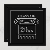 Abschluss-Klasse Jahr Elegant Modernes, Schwarz-we Einladung (Vorne/Hinten)