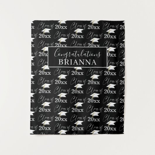 Abschluss-KLASSE Muster Foto-Prop Schwarz-weiß Wandteppich (Vorderseite)