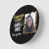 Abschluss Klasse Personalisiert Name Jahr Schwarze Runde Wanduhr (Winkel)