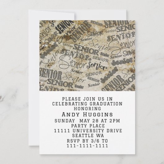 Abschluss-Klasse von 2025 Graduate Peace Out Black Einladung (Rückseite)