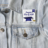 Abschluss-Klasse von 20XX Blue Grad Cap Custom Button (Beispiel)