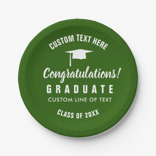 Abschluss-Klasse von 20XX Glückwunsch Grad Grün Pappteller (Vorderseite)
