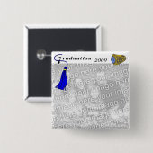 Abschluss-Klassenring BLAU Button (Vorne & Hinten)