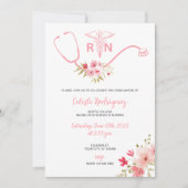 Abschluss Krankenpflege Einladung Rosa Blume (Vorderseite)