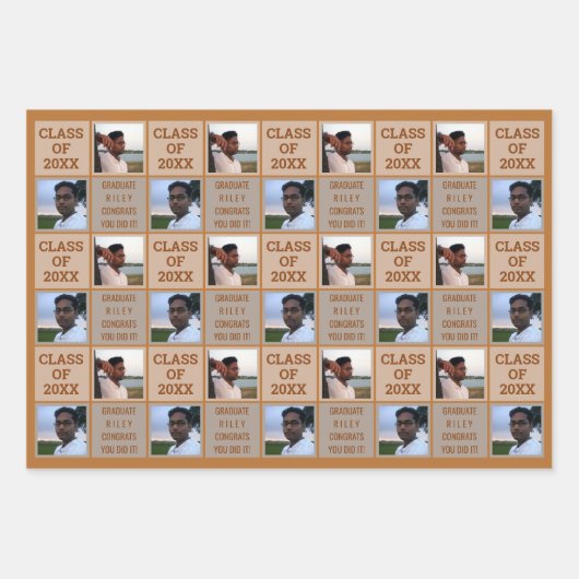 Abschluss Kupfer Cool Trendy Sortiment 2 Foto Geschenkpapier Set (Vorderseite)