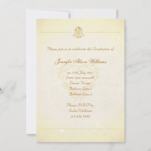 Abschluss laden Vintage Pergamentpapier-Art ein Einladung (Vorderseite)