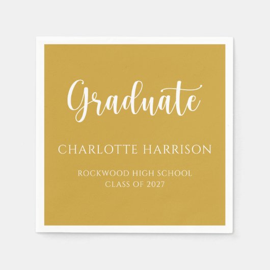 Abschluss Lässig Script Modernes Papier Napkins Serviette (Vorderseite)