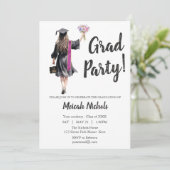 Abschluss lässt moderne, trendige Girl einladen Einladung (Stehend Vorderseite)