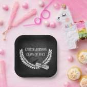 Abschluss Laurel Wreath auf Black Rock Pappteller (Party)