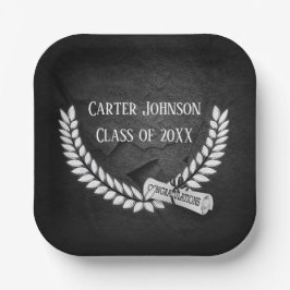 Abschluss Laurel Wreath auf Black Rock Pappteller