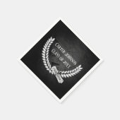 Abschluss Laurel Wreath auf Black Rock Serviette (Ecke)