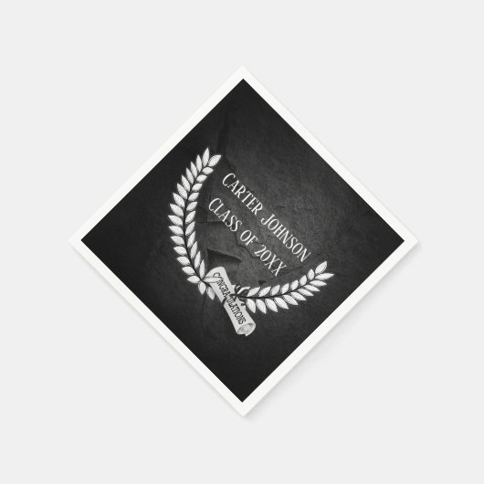 Abschluss Laurel Wreath auf Black Rock Serviette (Ecke)