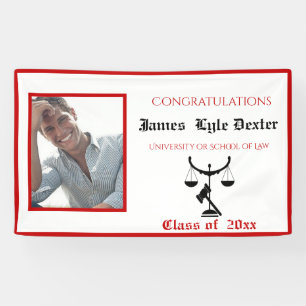 Abschluss Law School Red & White Scales of Justic Banner