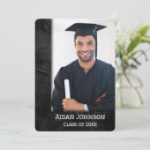 Abschluss Leder Foto Rahmen Einladung (Stehend Vorderseite)