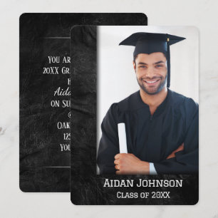 Abschluss Leder Foto Rahmen Einladung