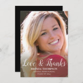 Abschluss Liebe & Dank Foto für weißes Skript Dankeskarte (Vorne/Hinten)