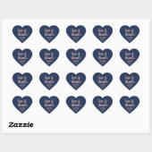 Abschluss Liebe & Dank Navy Blue & Pink Elegant Herz-Aufkleber (Blatt)