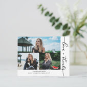 Abschluss-Liebe und dank Script-FotoCollage Postkarte (Stehend Vorderseite)