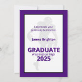 Abschluss lila Football Theme Dankeskarte (Rückseite)