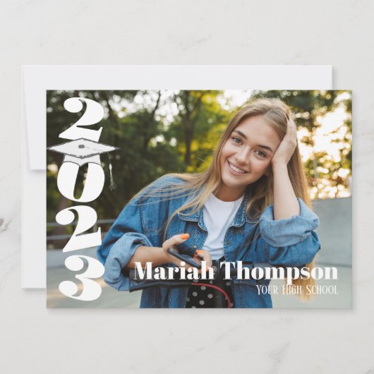 Abschluss Lila Foto einfache Klasse 2023 QR Einladung (Vorderseite)