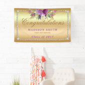 Abschluss-lila Glitzer-Blumen-Diamant-Gold Banner (Insitu)