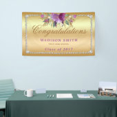Abschluss-lila Glitzer-Blumen-Diamant-Gold Banner (Messeveranstaltung)