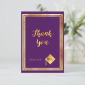 Abschluss lila Gold 2025 Danke Karte (Stehend Vorderseite)