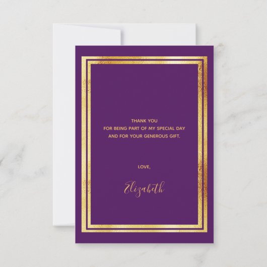 Abschluss lila Gold 2025 Danke Karte (Rückseite)