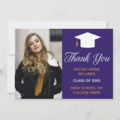 Abschluss Lila Gold Foto Custom 2025 Graduate Dankeskarte (Vorderseite)