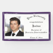 Abschluss, Lila, Imitate Silberfolie, kundenspezif Banner (Horizontal)