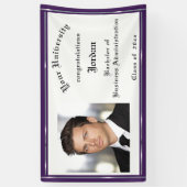 Abschluss, Lila, Imitate Silberfolie, kundenspezif Banner (Vertikal)